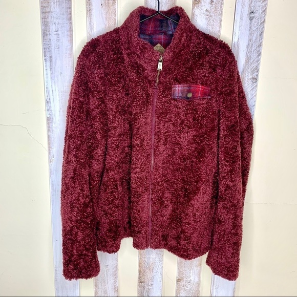 Pendleton Burgundy Full Zip Sherpa Teddy Jacket XL - Picture 1 of 6